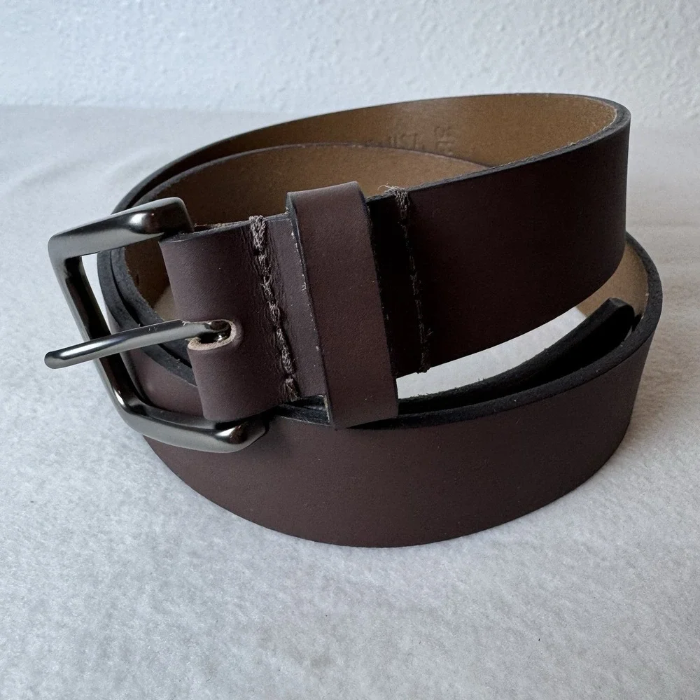 Timberland Brown Leather Belt 38 Adjustable Buckle Assembled In USA Classic
